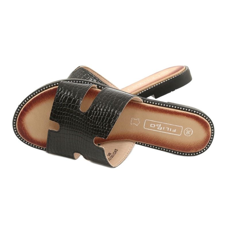 Filippo Glänzende lackierte Klappen schwarzer Ledereinsatz 5