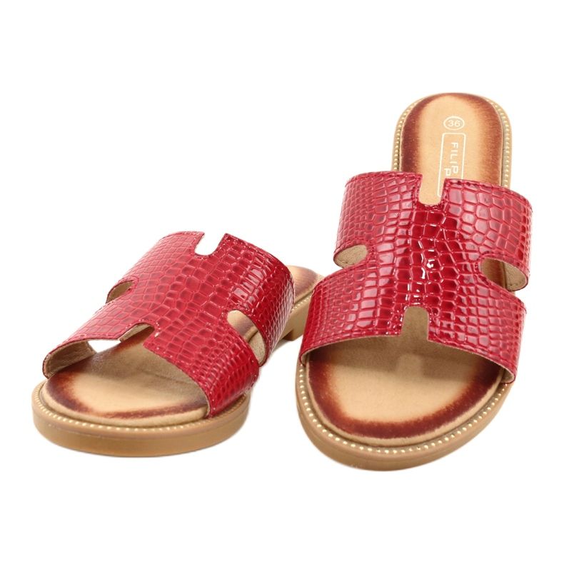 Filippo Glänzende rot lackierte Flip -Flops von Frauen 1
