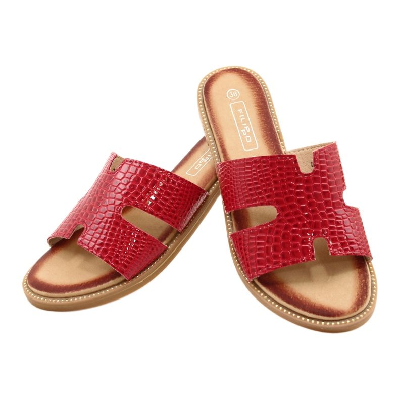 Filippo Glänzende rot lackierte Flip -Flops von Frauen 3