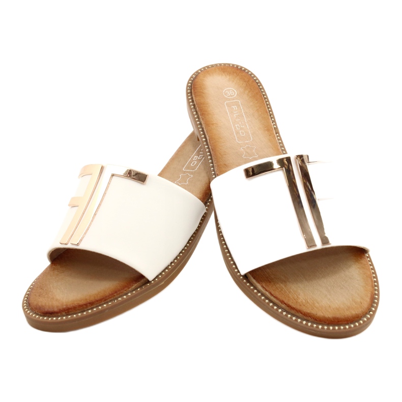 Filippo Modische Damenpantoffeln in Weiß und Gold 3