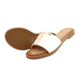 Filippo Modische Damenpantoffeln in Weiß und Gold 2