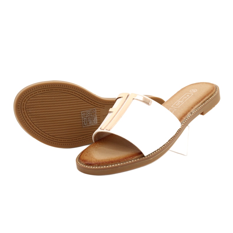 Filippo Modische Damenpantoffeln in Weiß und Gold 2