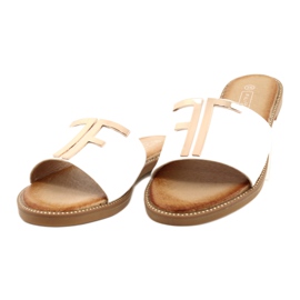 Filippo Modische Damenpantoffeln in Weiß und Gold 1