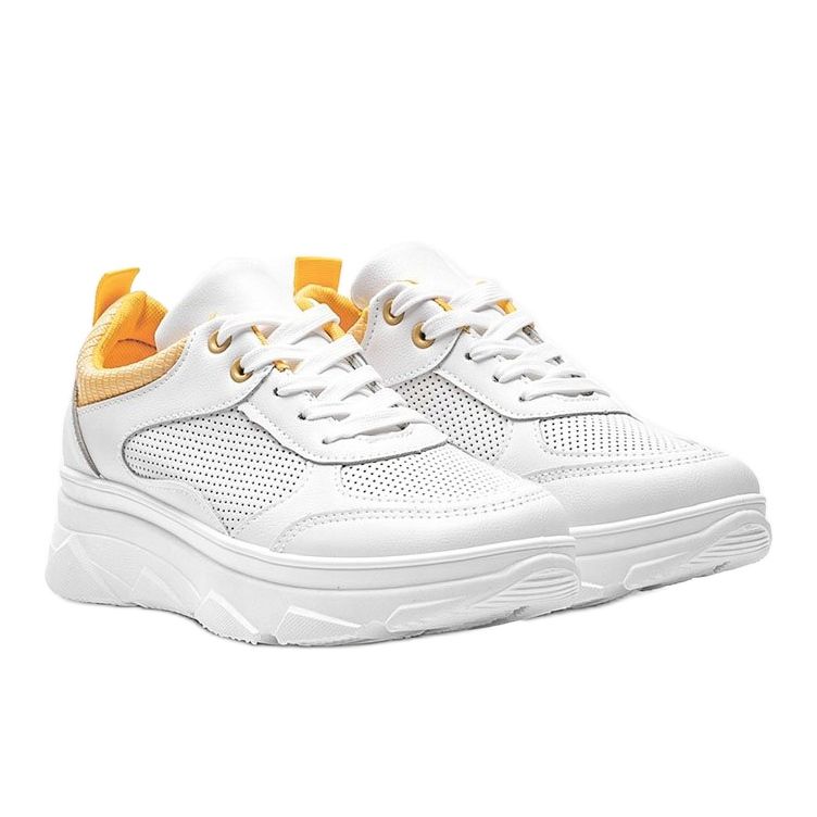 Weiße Sneaker mit dicker Sohle mit Joyce-Schlangenhautmuster 2