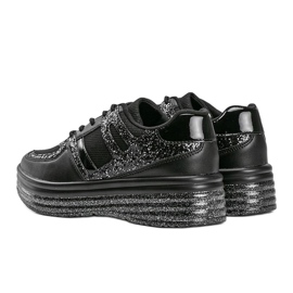 Schwarze Glitzer-Sneaker mit dicker Laurel-Sohle 1