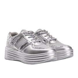 Silberne Glitzer-Sneaker mit dicker Laurel-Sohle 1