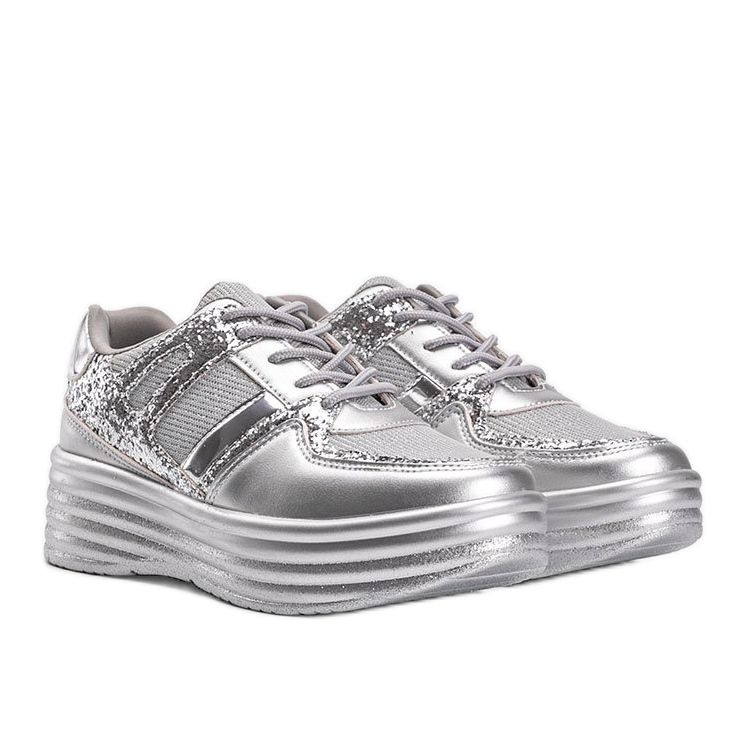 Silberne Glitzer-Sneaker mit dicker Laurel-Sohle 1