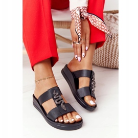 Leder Keil Hausschuhe Laura Messi 2272 Schwarz 2