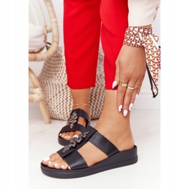 Leder Keil Hausschuhe Laura Messi 2272 Schwarz 1