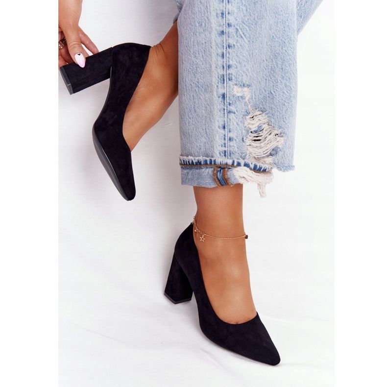 Wildleder Pumps auf einer Bar Sergio Leone PB216 Schwarz 1