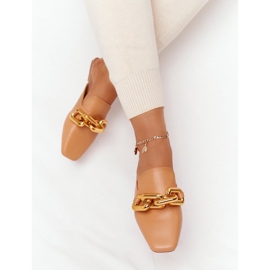 PS1 Hausschuhe mit Oberteil und Kette Camel Call On Me braun golden 2