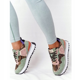 Wildleder-Sportschuhe auf der GOE HH2N4002 Grün-Gold-Plattform beige braun rosa golden 2