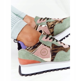 Wildleder-Sportschuhe auf der GOE HH2N4002 Grün-Gold-Plattform beige braun rosa golden 1