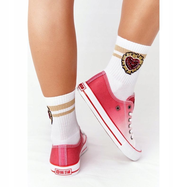 Damen Sneaker Big Star HH274130 Ombre Rot weiß 2