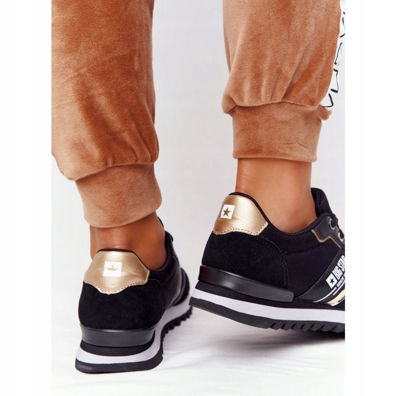 Damen Sportschuhe Memory Foam Big Star HH274272 Schwarz golden 1