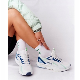 Damen Sportschuhe Memory Foam Big Star HH274810 Weiß-Grün blau 1