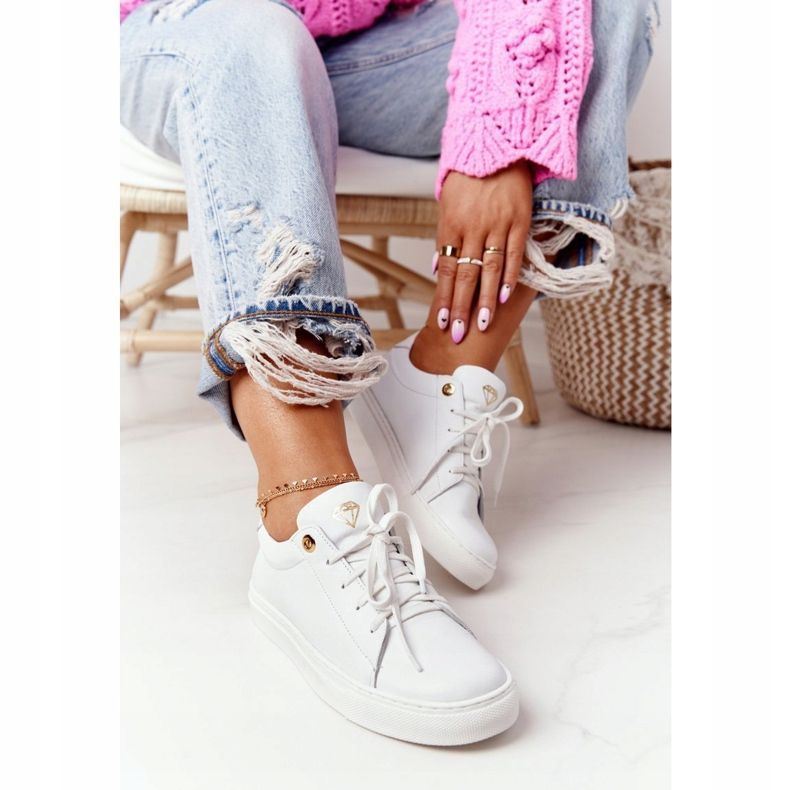 Damen Leder Sneakers Weiß Nicole 2640 2