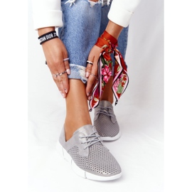 EVE Damen Leder Sportschuhe Grau Tagesausflug silber- 2