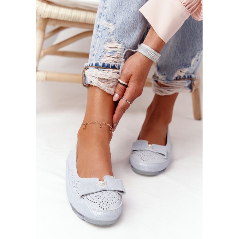 Rio Flore umweltfreundliche blaue Ballerinas aus Leder 1