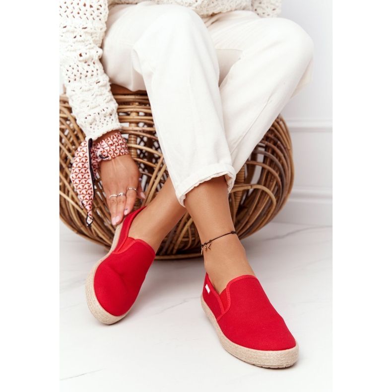 Rote Espadrilles auf geflochtener Sohle Big Star DD274018 1