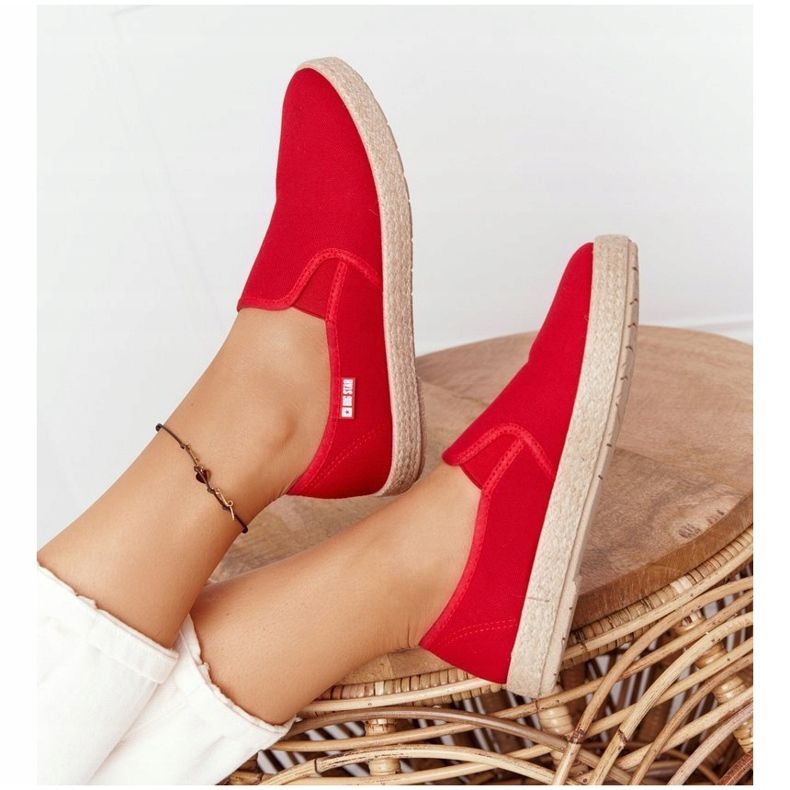 Rote Espadrilles auf geflochtener Sohle Big Star DD274018 2