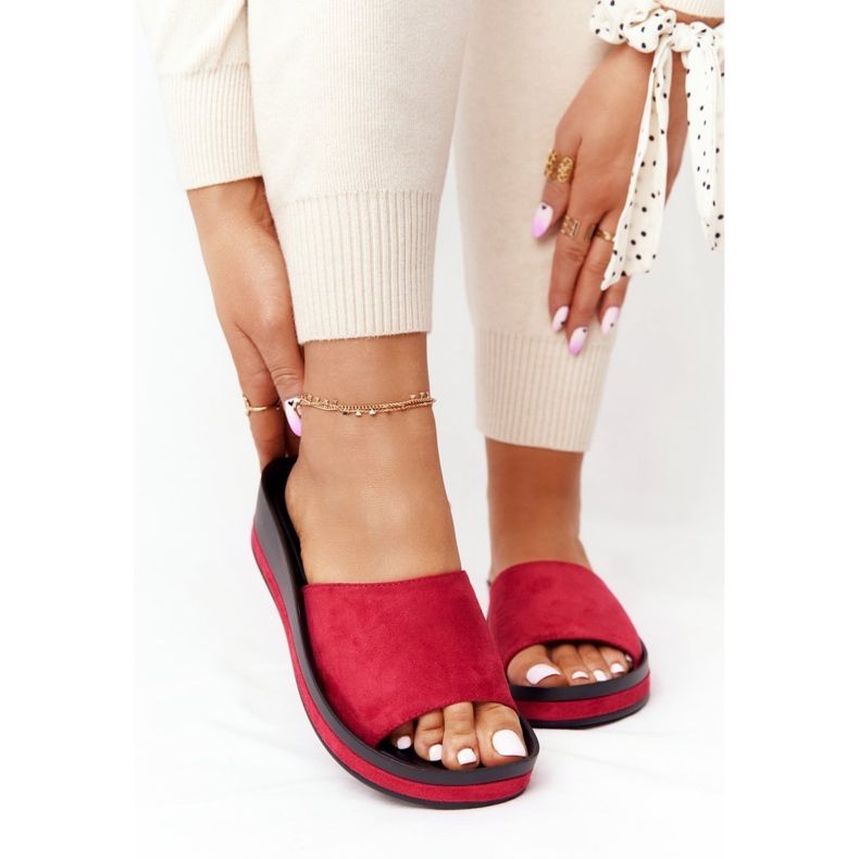 Hausschuhe mit Keilabsatz Vinceza 21-17113 Rot schwarz 2