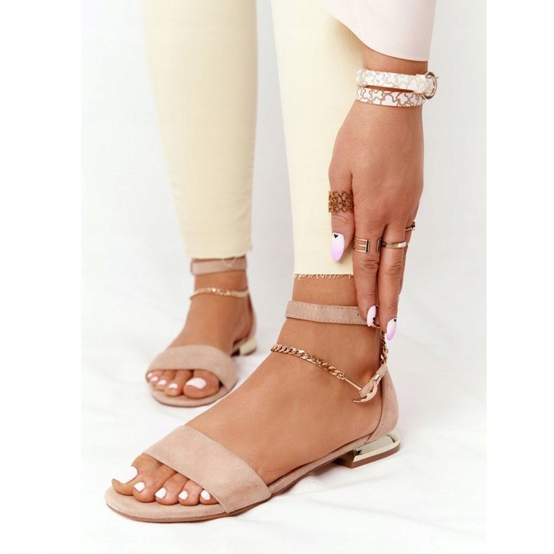 Sandalen mit goldenen Absätzen Vinceza 21-17119 Beige 1