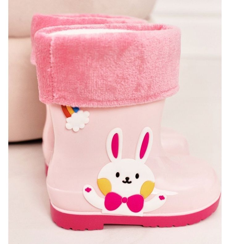 Warme Kinder-Regenstiefel mit rosa Hase 1
