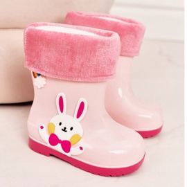 Warme Kinder-Regenstiefel mit rosa Hase 2