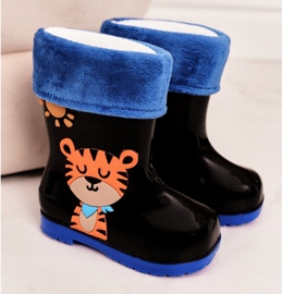 Schwarze warme Regenstiefel für Kinder mit einem Tiger 2