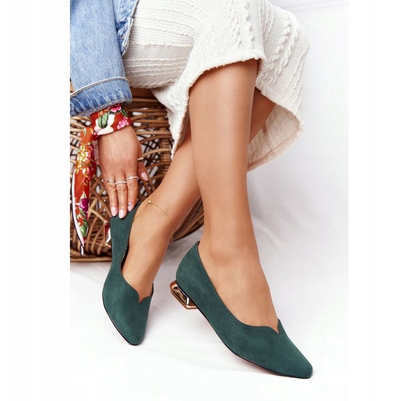 Grüne Loafer mit goldenen Absätzen Vinceza 21-10601 2