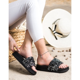 Seastar Mode Kristall Hausschuhe schwarz 1