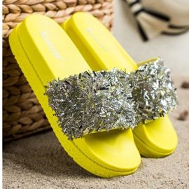 Seastar Modische Hausschuhe aus Kristall silber- gelb 2