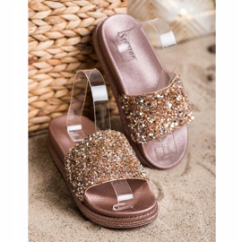 Seastar Modische Hausschuhe auf der Plattform braun golden 2