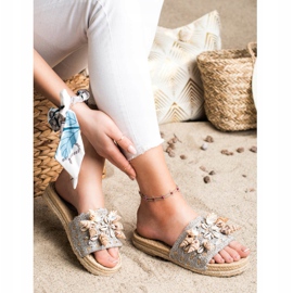 Seastar Hausschuhe auf der Plattform mit Muscheln beige grau 1