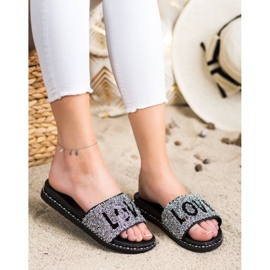 SHELOVET Liebe Plateauschuhe schwarz silber- 1