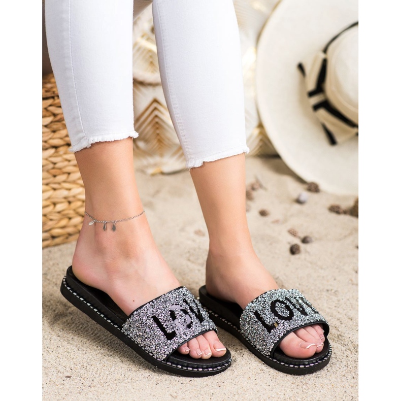 SHELOVET Liebe Plateauschuhe schwarz silber- 1