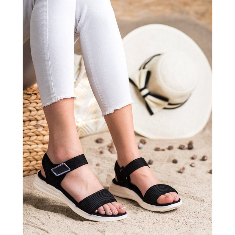 Evento Bequeme Sandalen mit Klettverschluss schwarz 1