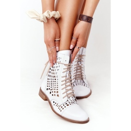 Durchbrochene Lederstiefel Nicole 2627 Weiß 2