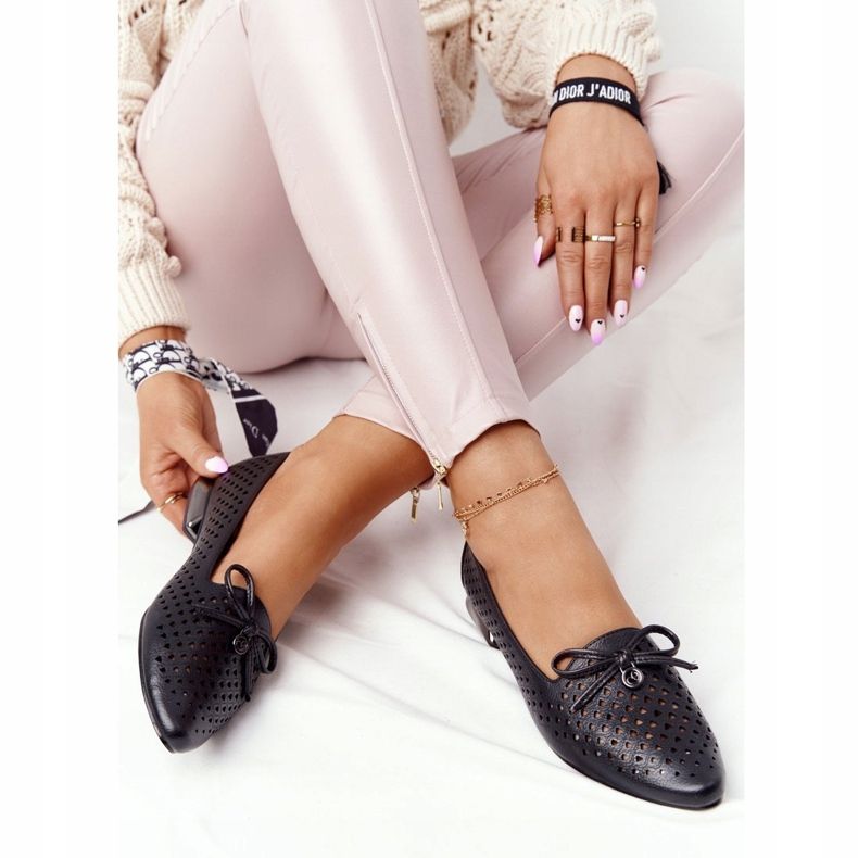 Durchbrochene Loafer auf silbernem Absatz Vinceza 21-10602 Schwarz 1