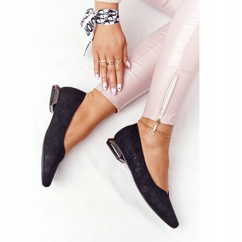 Ballerinas mit silbernem Absatz Vinceza 21-10601 Schwarz mehrfarbig 1