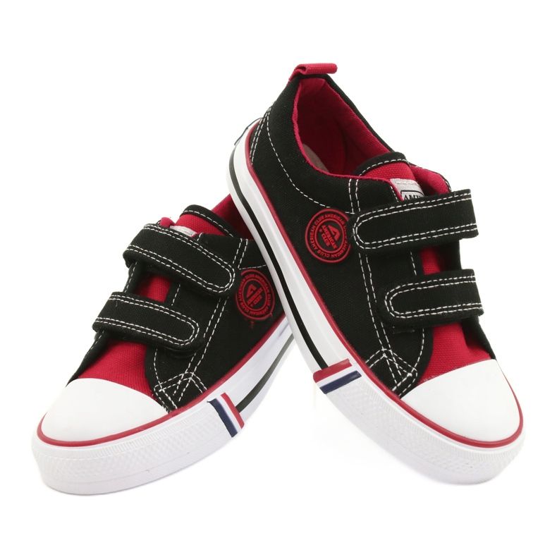 American Children's American Club LH62 schwarze Klett-Turnschuhe 3
