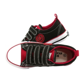 American Kinder Sneaker mit Klettverschluss American Club LH61 Schwarz-Rot 4