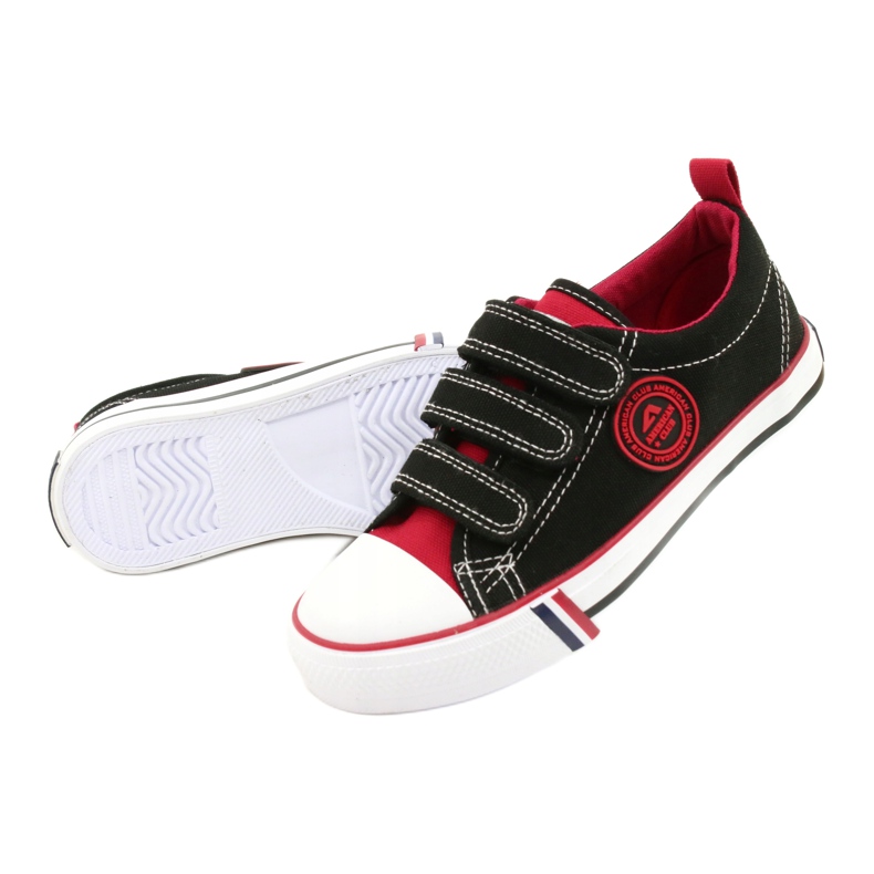 American Kinder Sneaker mit Klettverschluss American Club LH61 Schwarz-Rot 2