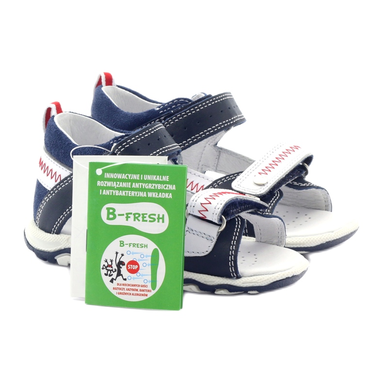 Ledersandalen für Klettverschluss 81824 Marine/Red Bartek blau 5