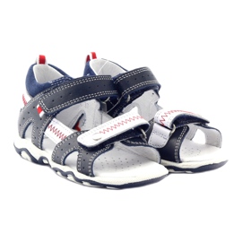 Ledersandalen für Klettverschluss 81824 Marine/Red Bartek blau 4