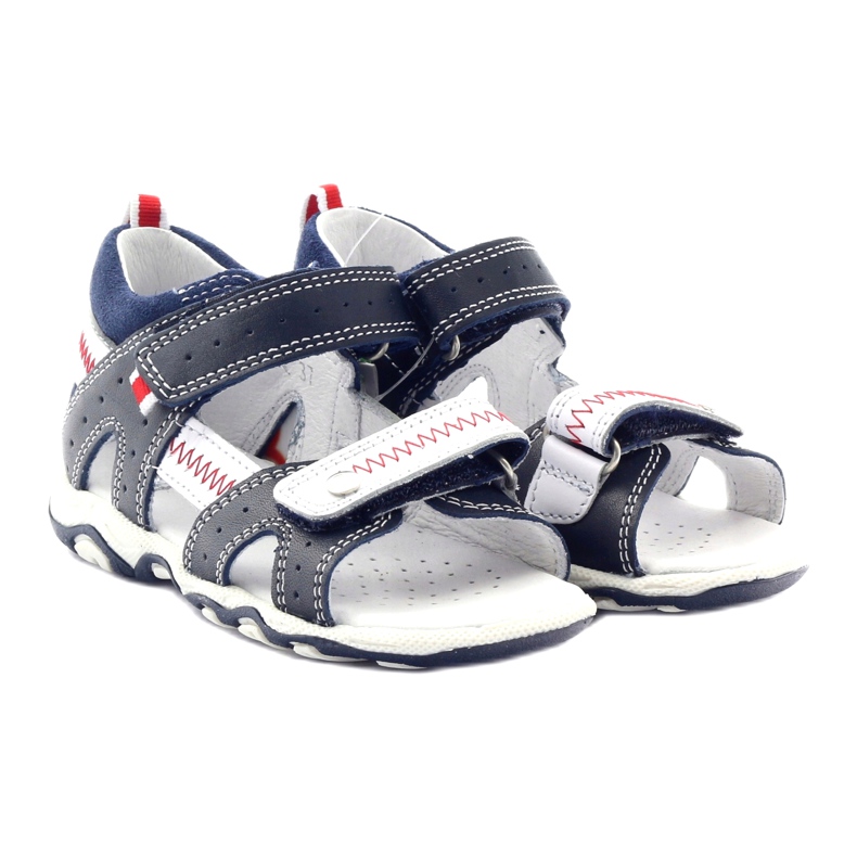 Ledersandalen für Klettverschluss 81824 Marine/Red Bartek blau 4