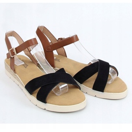 Schwarze Damensandalen 1031-15 Schwarz braun 1