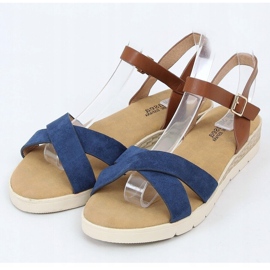 Marineblaue Damensandalen 1031-15 Blau braun navy blau 1