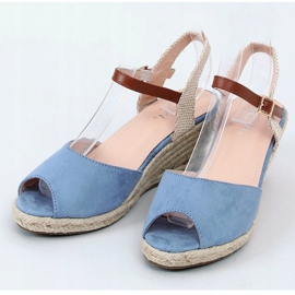 Blaue Espadrilles mit offener Spitze 77-207 Blau beige braun 1